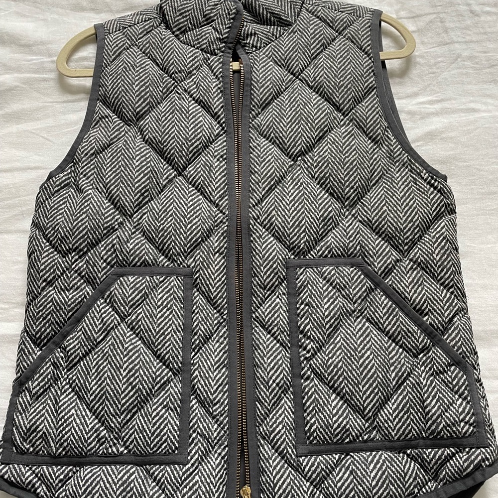 JCREW grey herringbone vest